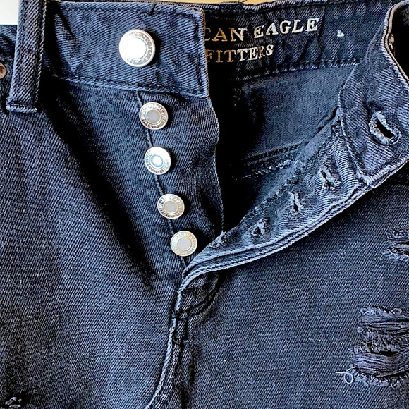 NWOT AE buttonup black distressed jeanskirt - Picture 8 of 8